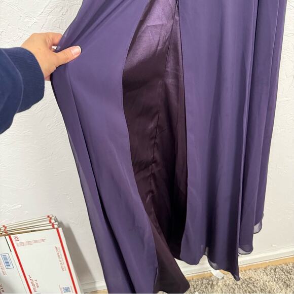 Narianna Purple Sequined Gown Womens XS Formal Bridesmaid Prom High Slit Dress - Picture 11 of 14